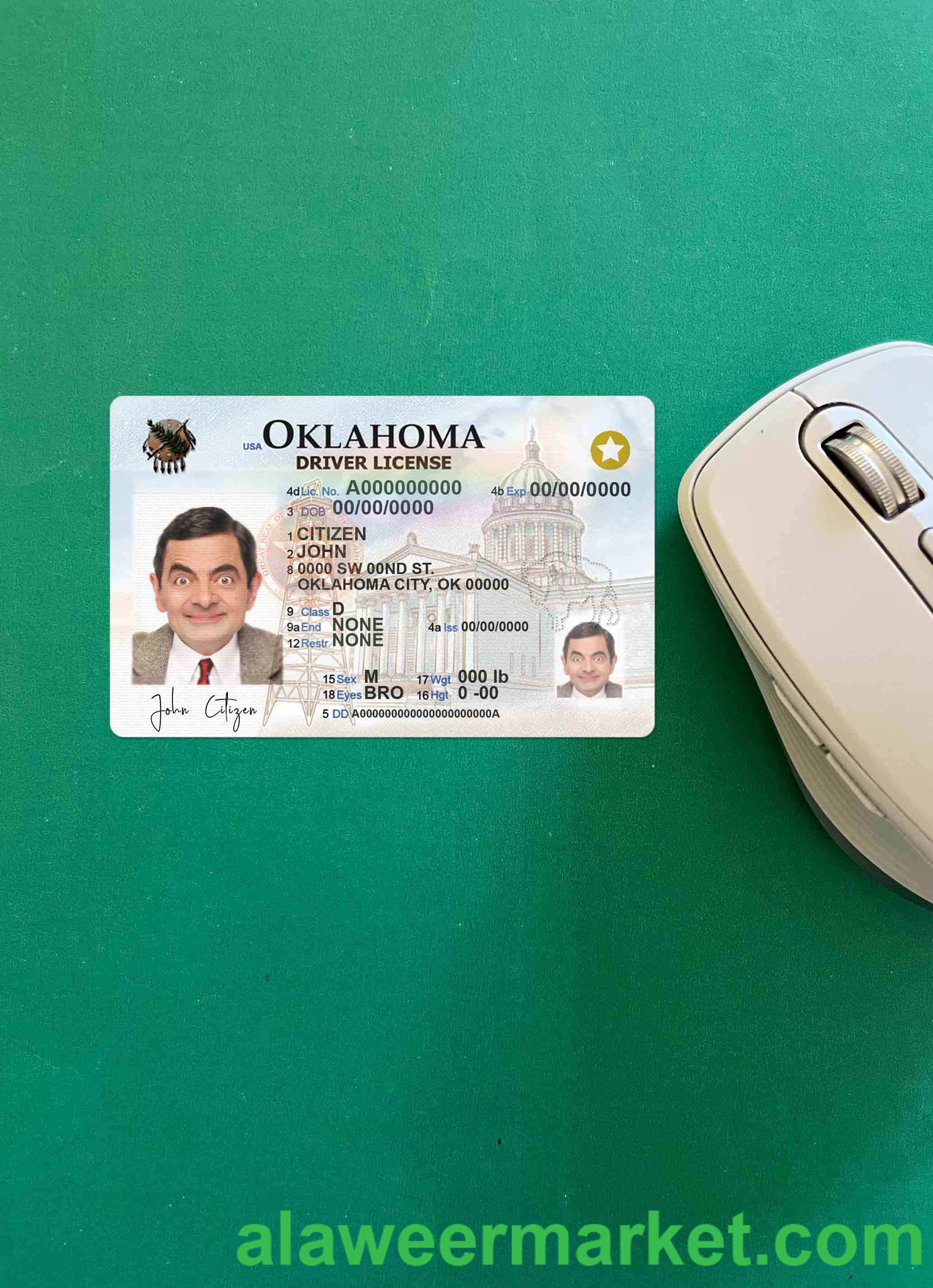 USA Oklahoma driving license template in PSD format, fully editable (2020 – present) photolook FRONT